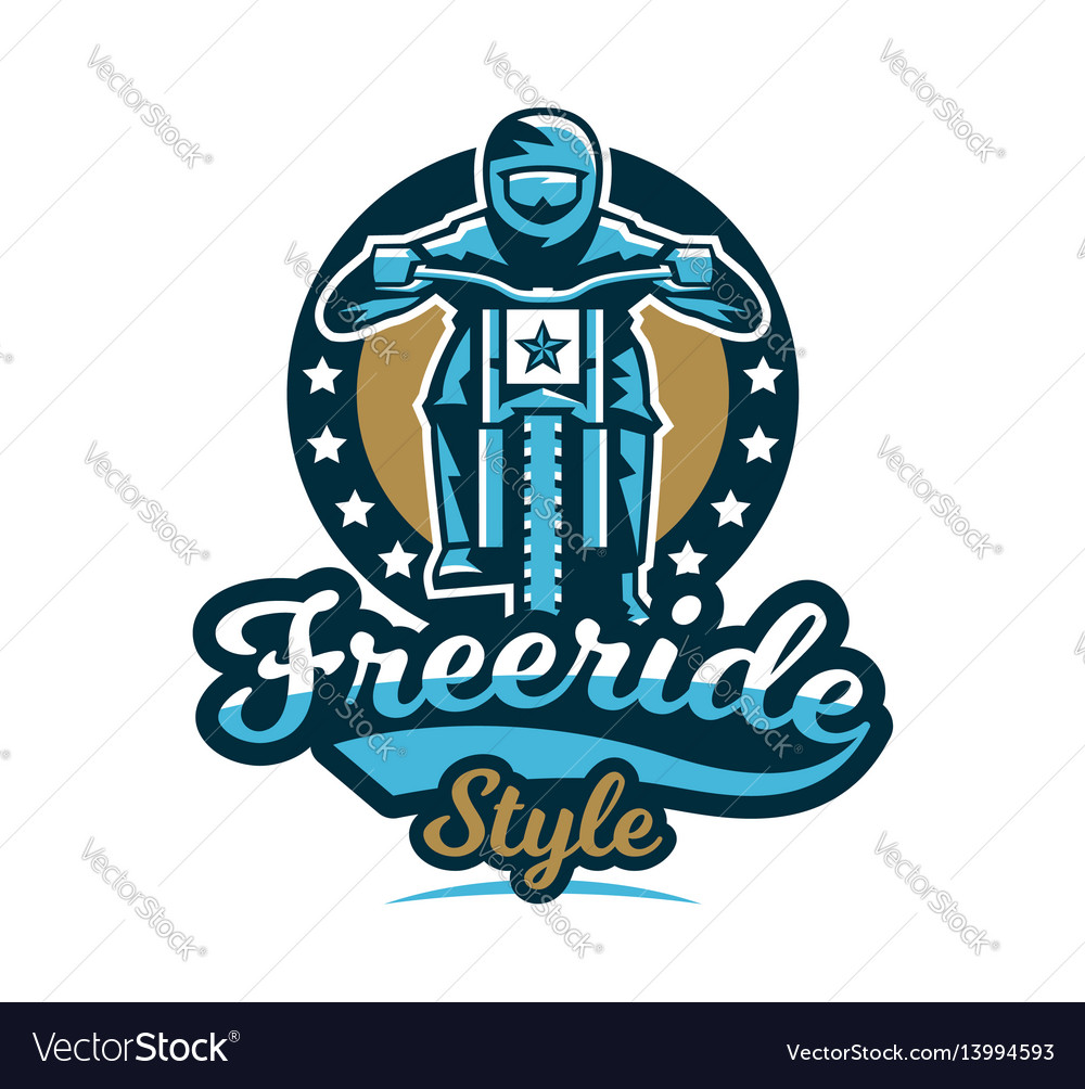 Logo emblem rider riding a mountain bike Vector Image
