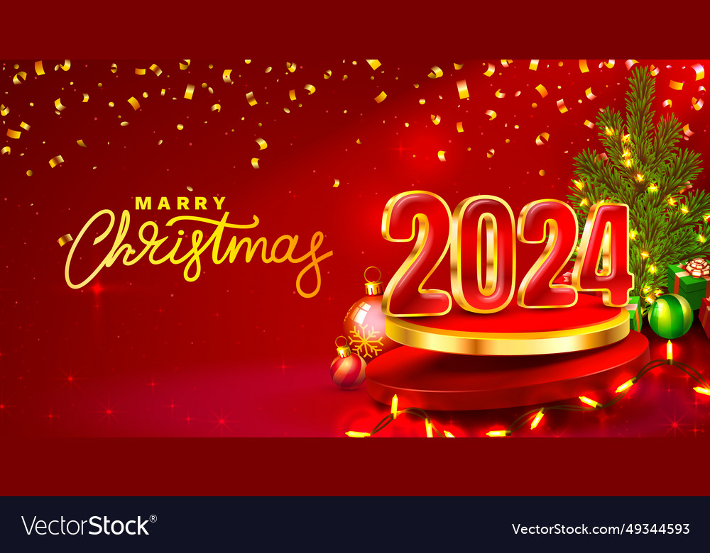 Marry christmas 2024 happy new year golden Vector Image