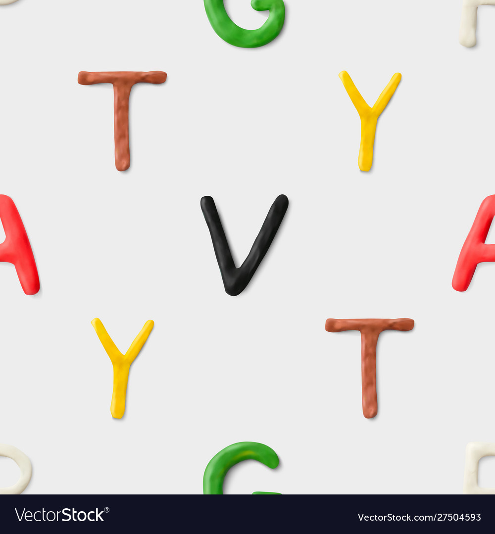 Seamless pattern with alphabet handmade modeling vector image Seamless pattern with alphabet handmade modeling