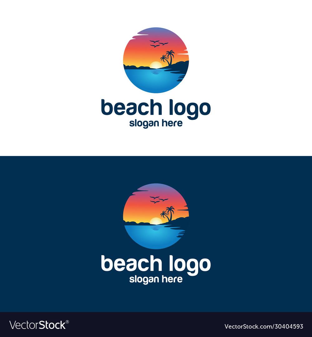 Sunset and beach logo