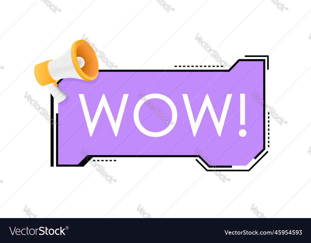 Wow Megaphone Flat Announce Royalty Free Vector Image