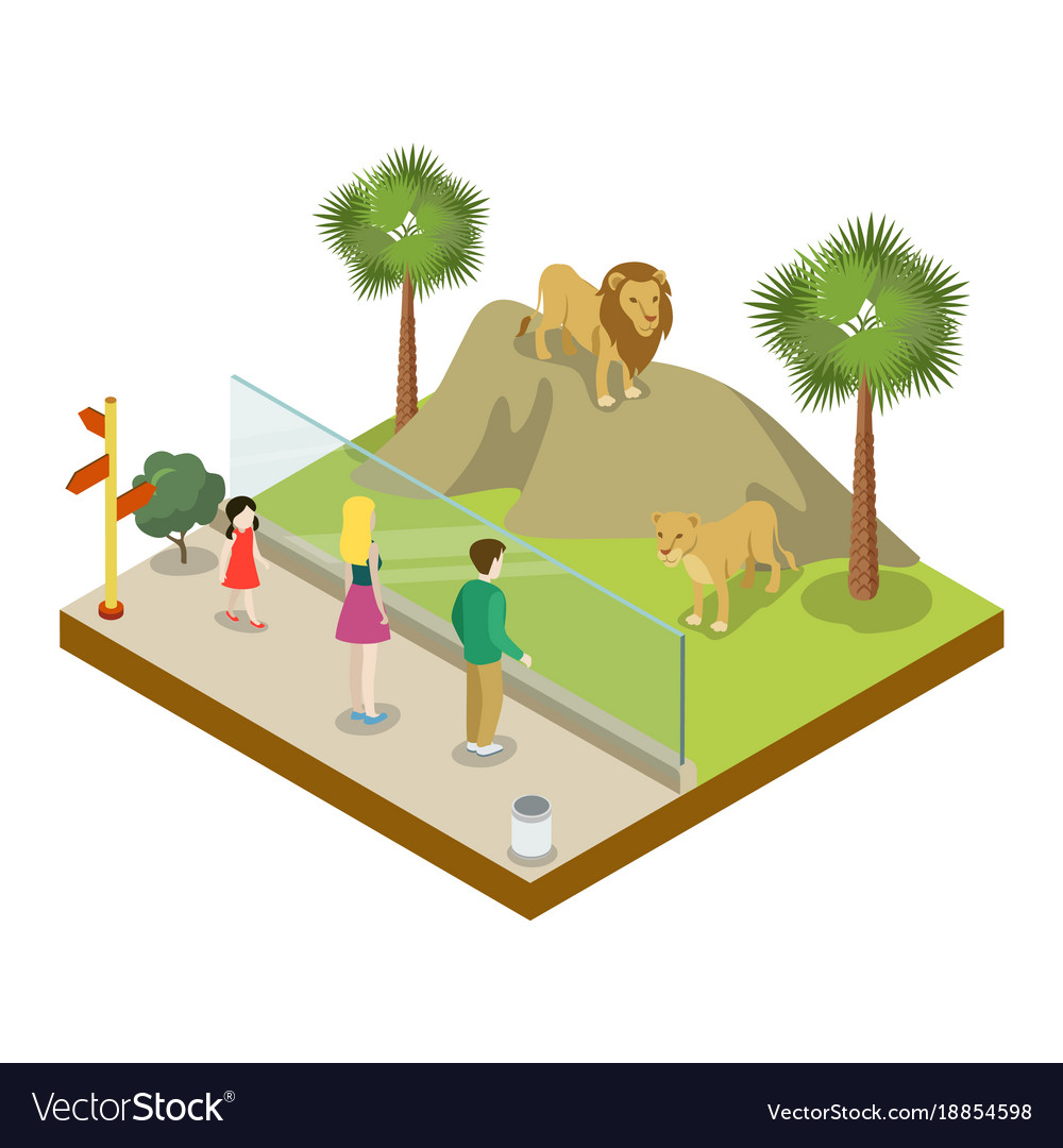 Cage with lions isometric 3d icon Royalty Free Vector Image