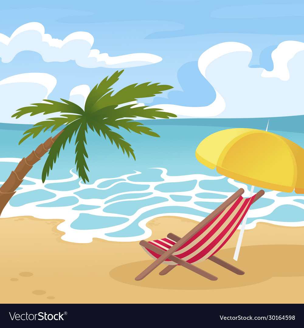 Cartoon color landscape scene sea shore concept Vector Image