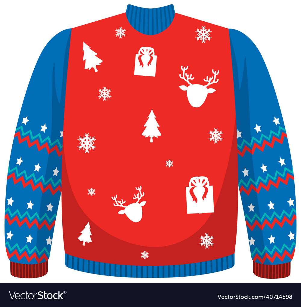 Christmas Sweater In Cartoon Style Isolated Vector Image