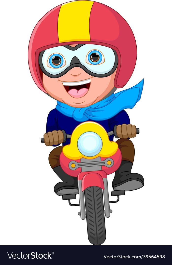 Happy motorcyclist cartoon Royalty Free Vector Image