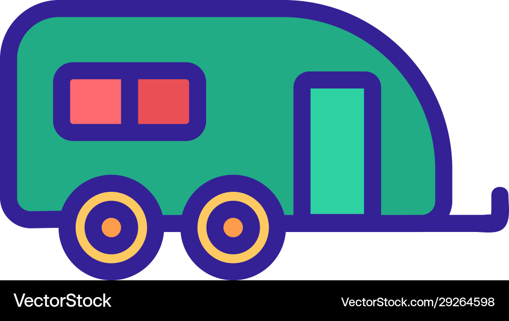 House on wheels icon isolated contour Royalty Free Vector