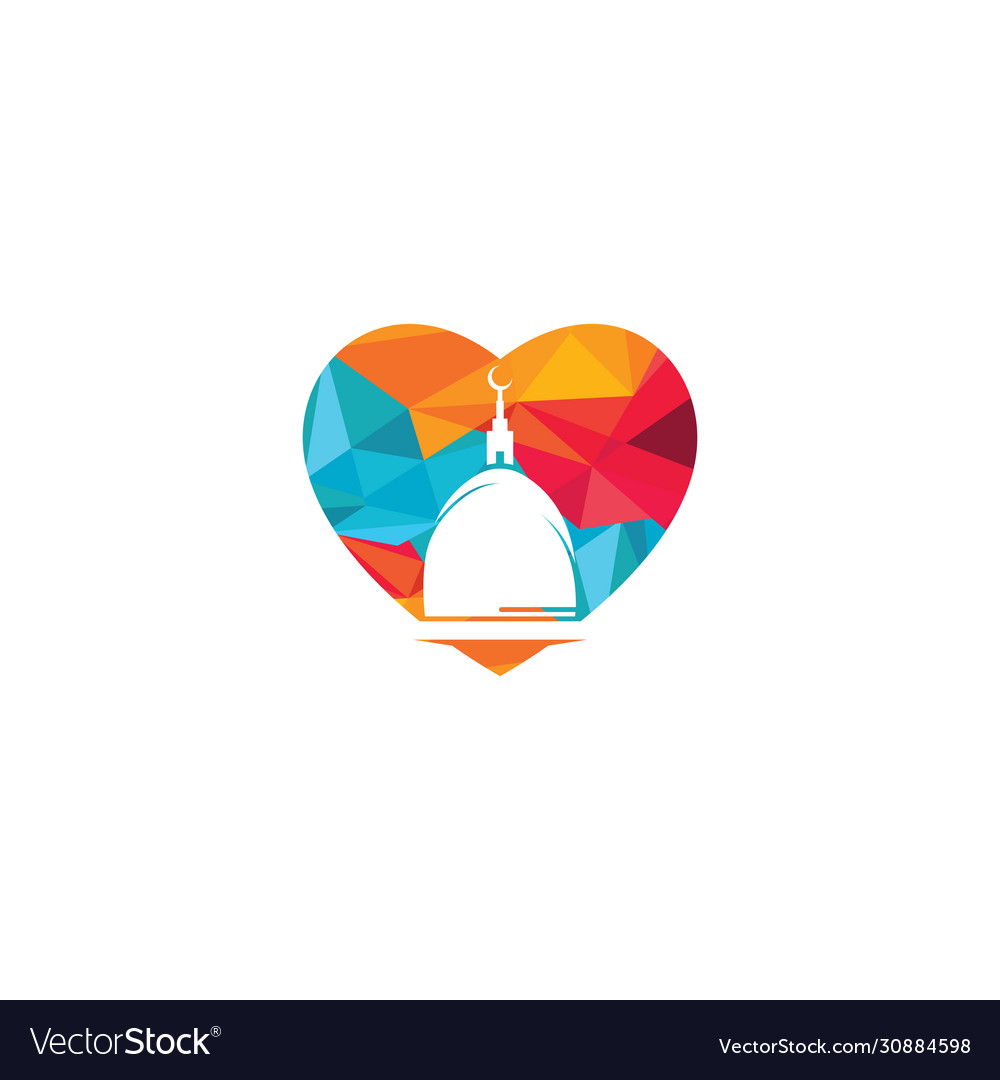 Mosque tower with heart shape logo design