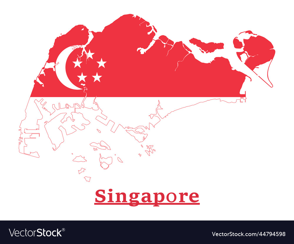 Singapore national flag map design Royalty Free Vector Image