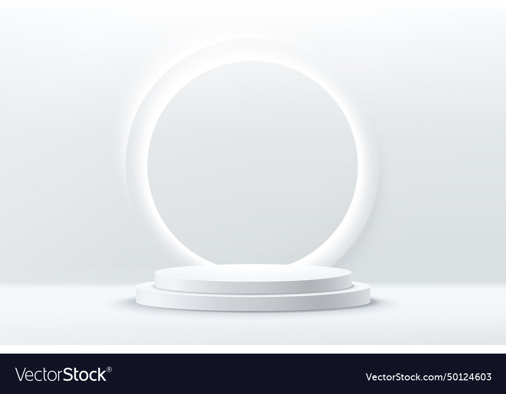 Abstract shiny silver cylinder pedestal podium