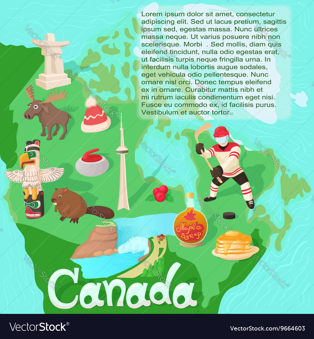 canada map travel and landmark concept animated travel map