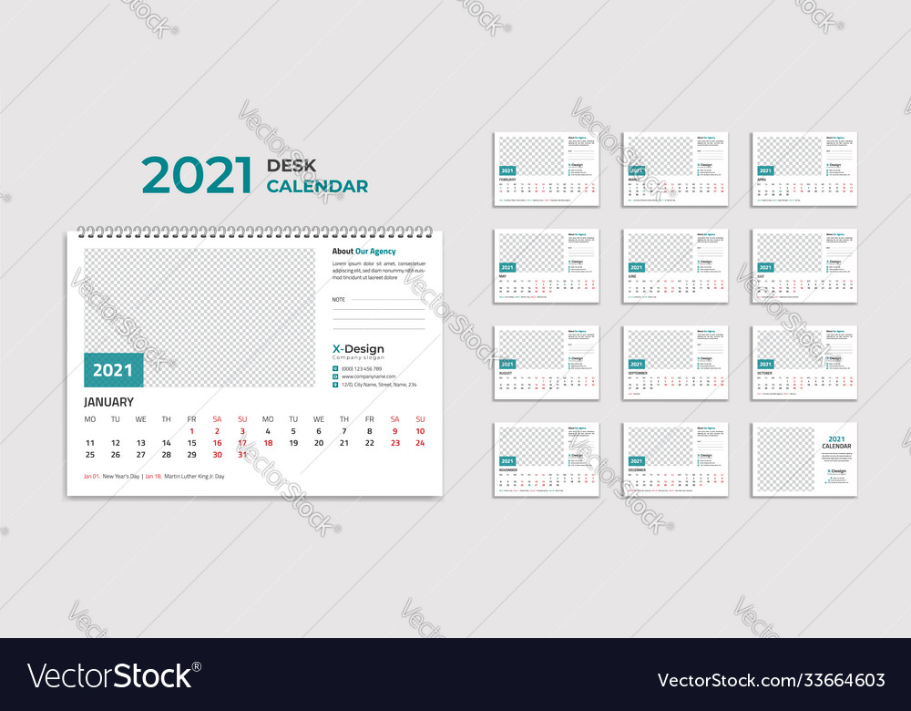 Desk calendar 2021 template