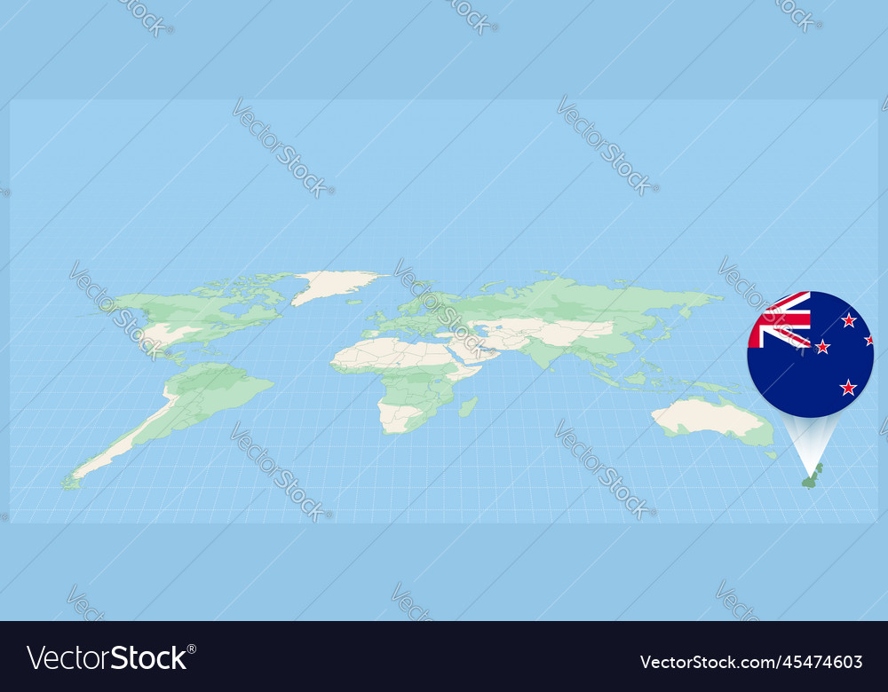 Location of new zealand on the world map marked Vector Image