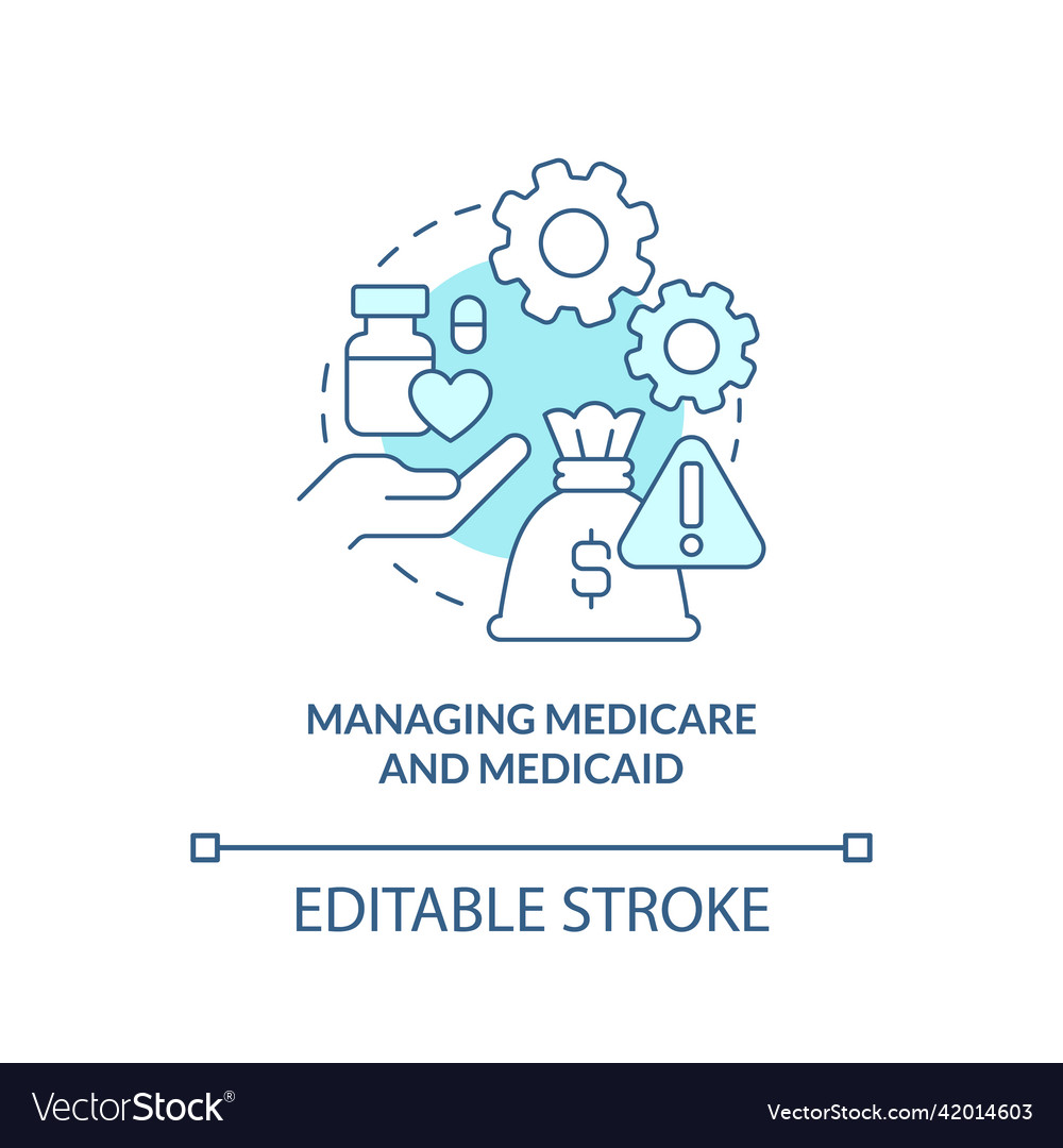 Managing medicare and medicaid turquoise concept