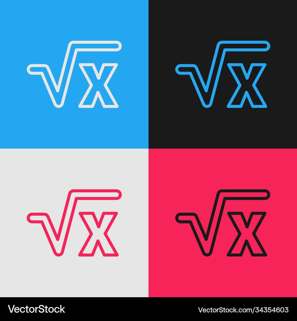 Pop art line square root x glyph icon isolated Vector Image