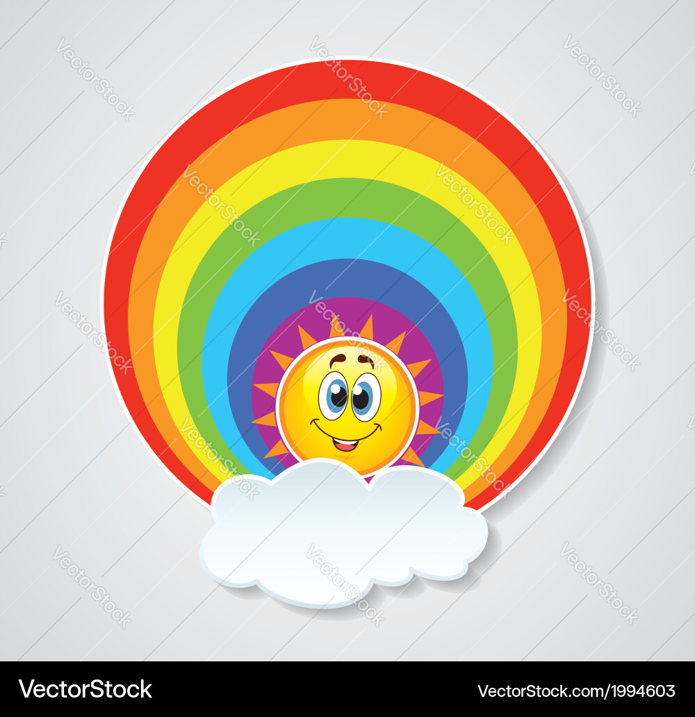 Rainbow sun and cloud Royalty Free Vector Image