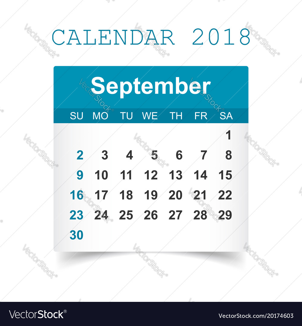 September 2018 Kalender Aufkleber Design