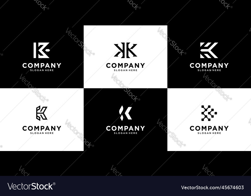 Set of letter k logo design template