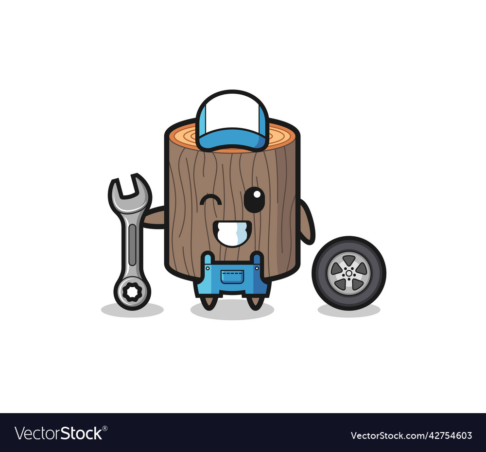 Tree stump character as a mechanic mascot