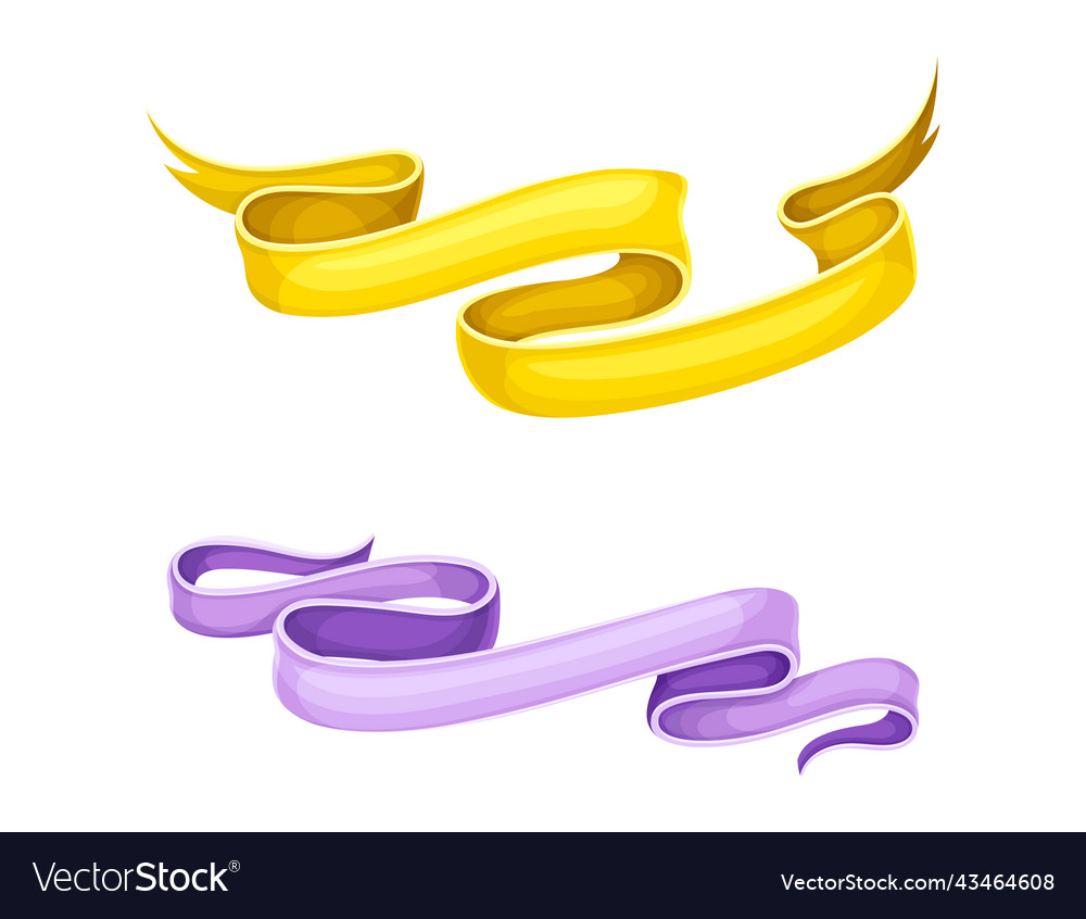 Colorful blank ribbon banner isolated on white