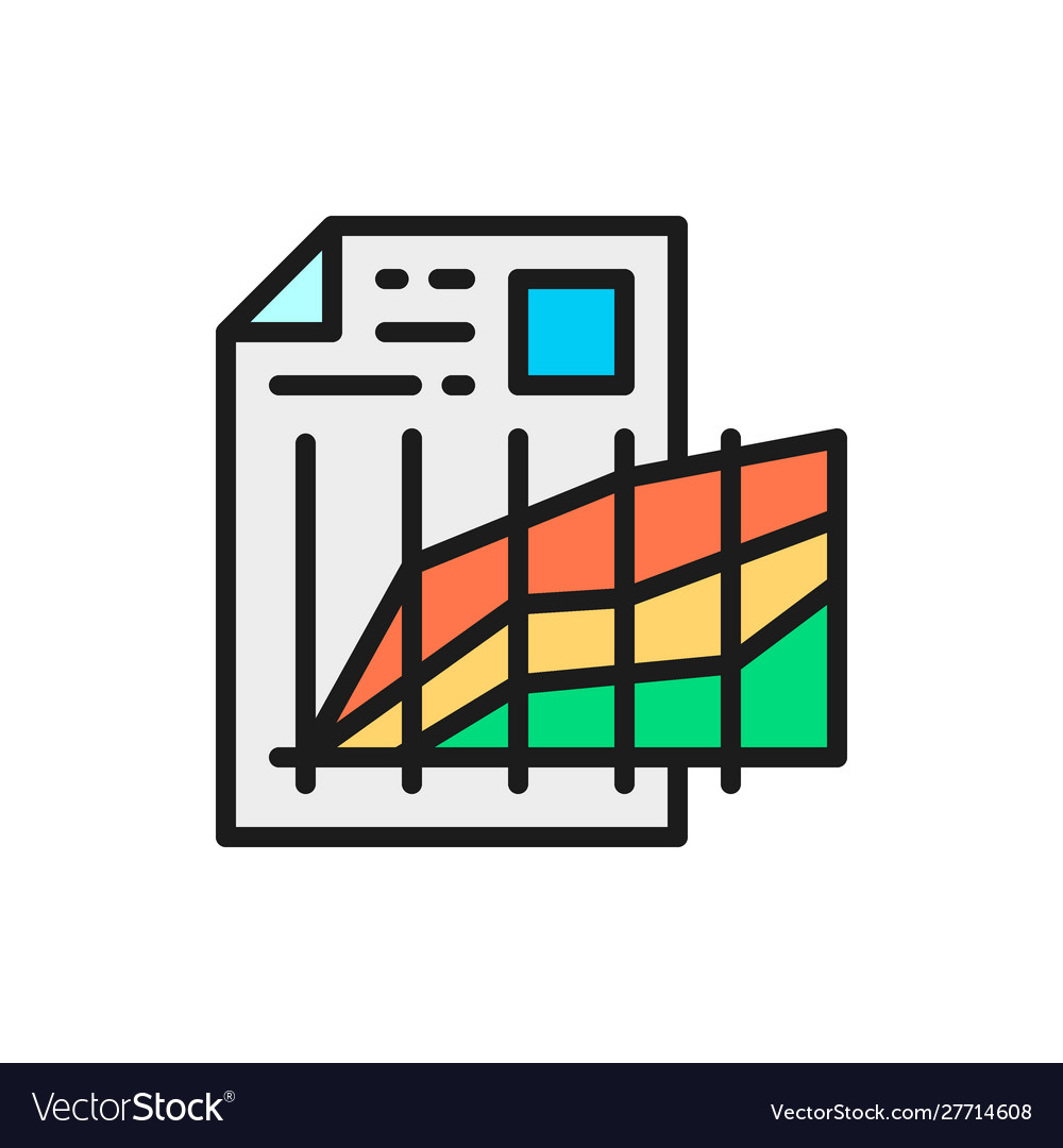 Document with graphs progress comparisons flat vector image Document with graphs progress comparisons flat
