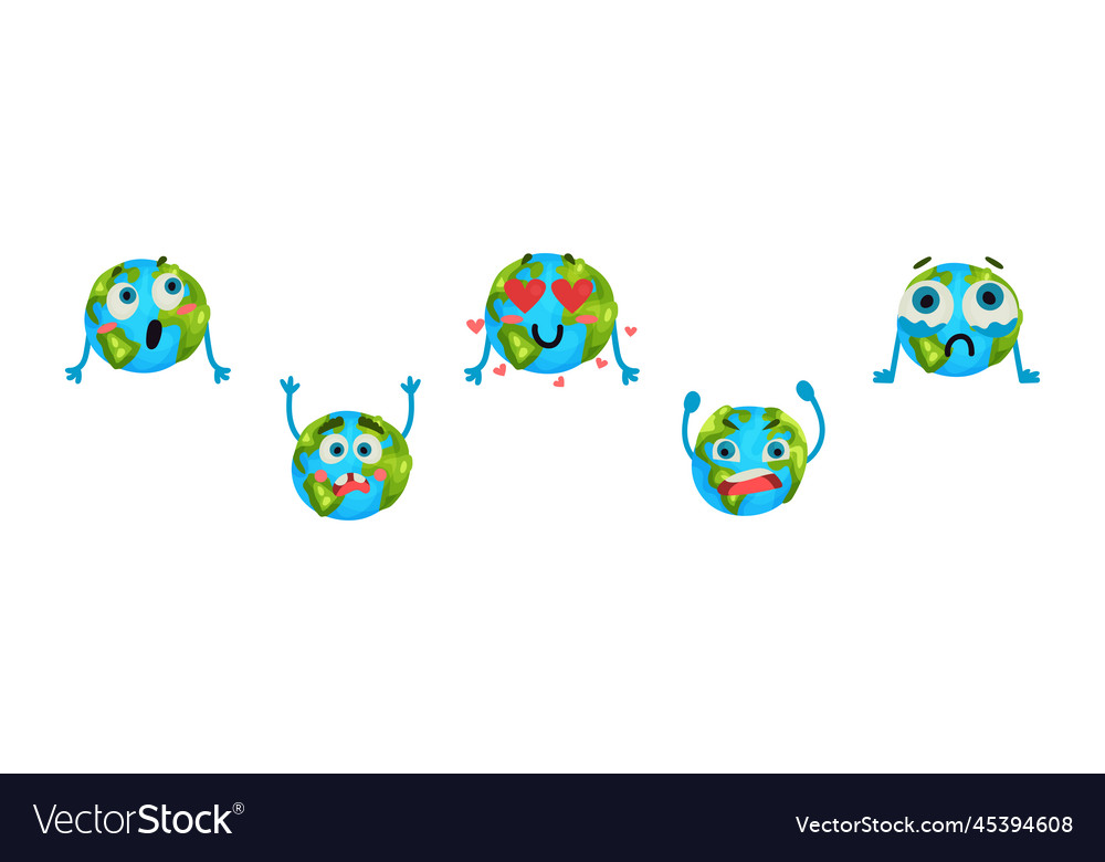 Funny planet earth with face expression and arms