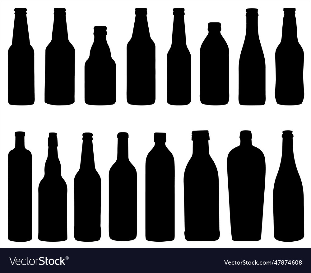 Glass bottles silhouette Royalty Free Vector Image