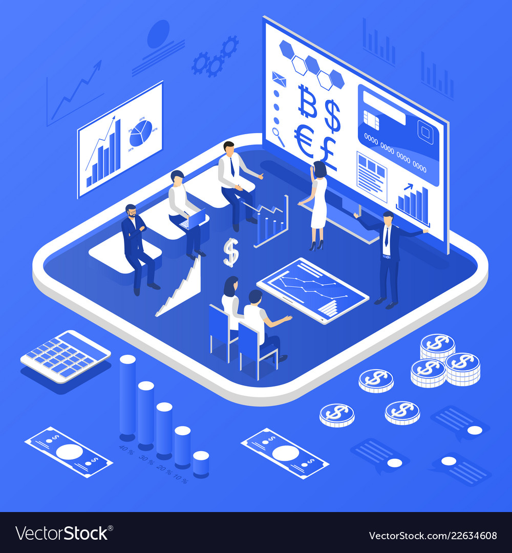 Investment and virtual finance concept 3d vector image Investment and virtual finance concept 3d