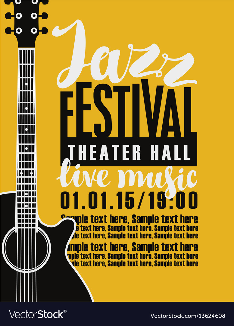 Poster for jazz festival with a guitar Royalty Free Vector