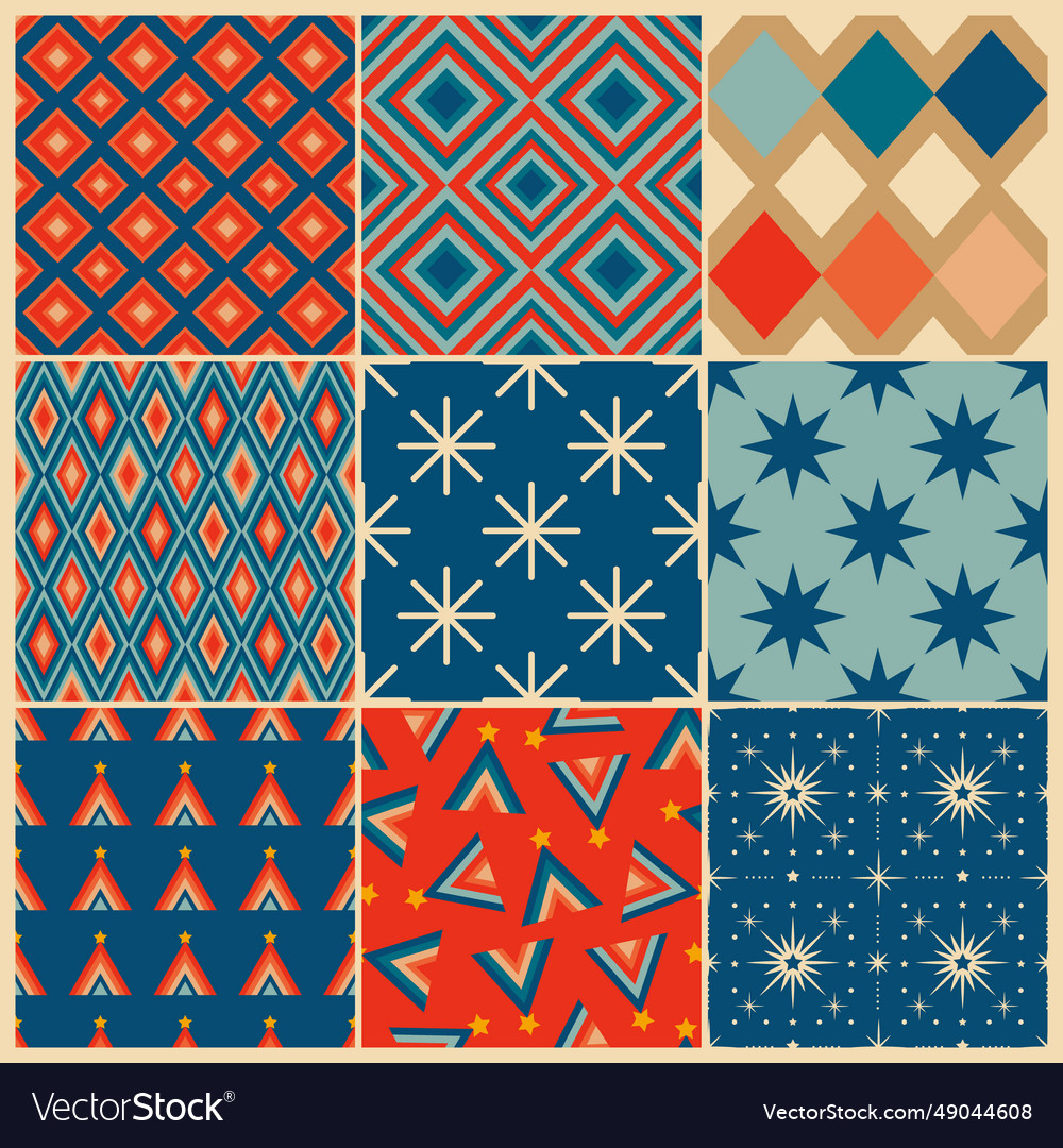 Retro seamless patterns in the style of 50s vector image Retro seamless patterns in the style of 50s