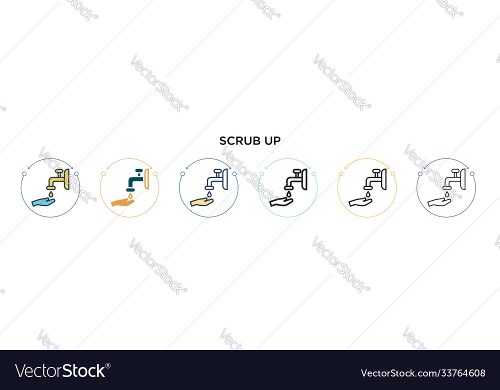 Scrub up icon in filled thin line outline