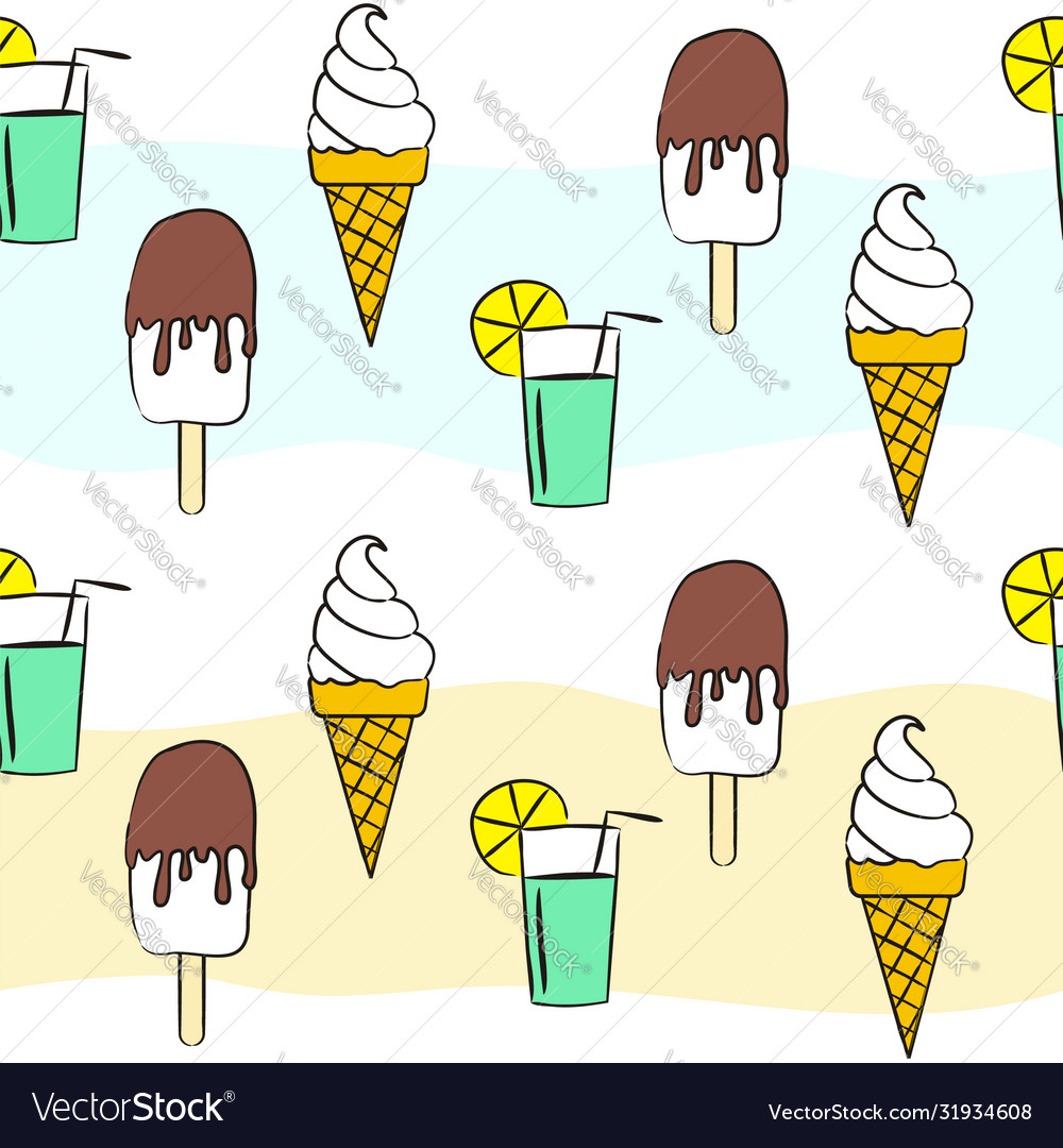 Seamless hand drawn summer pattern