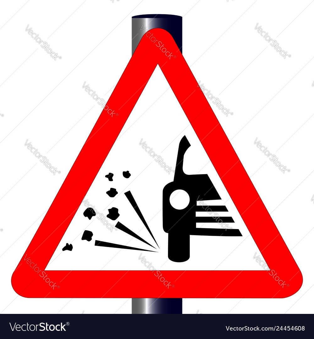 Stone chipping traffic sign