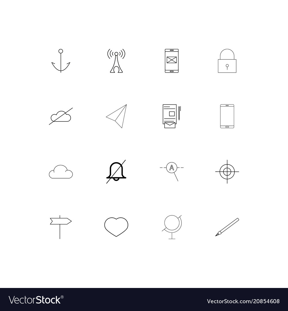 Web linear thin icons set outlined simple