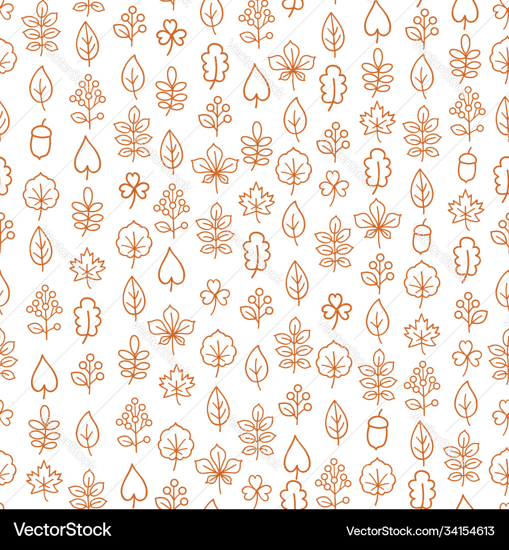 Autumn leaves seamless pattern leaf icon set Vector Image