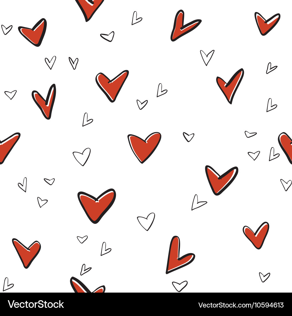 Doodle hearts pattern Royalty Free Vector Image