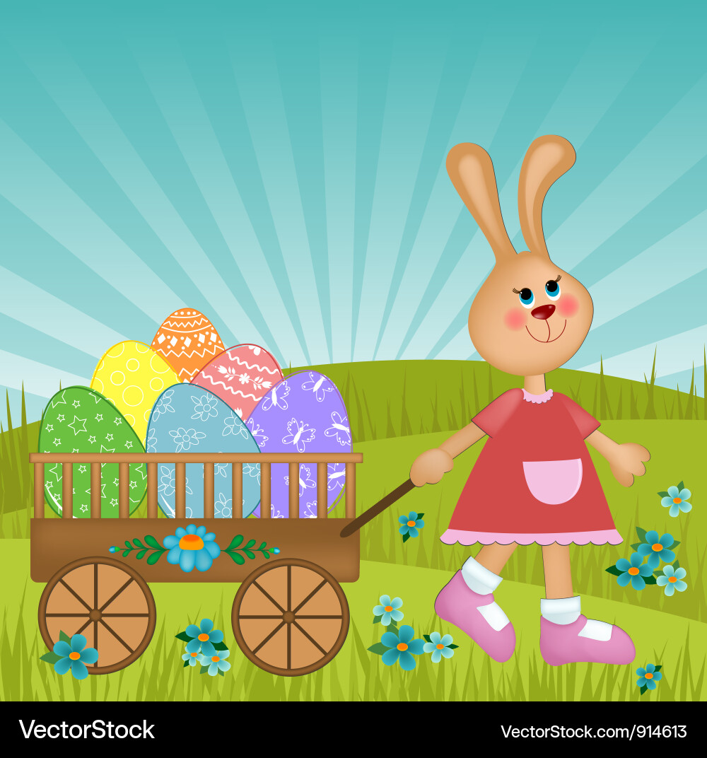 Easter greetings card with rabbit Royalty Free Vector Image