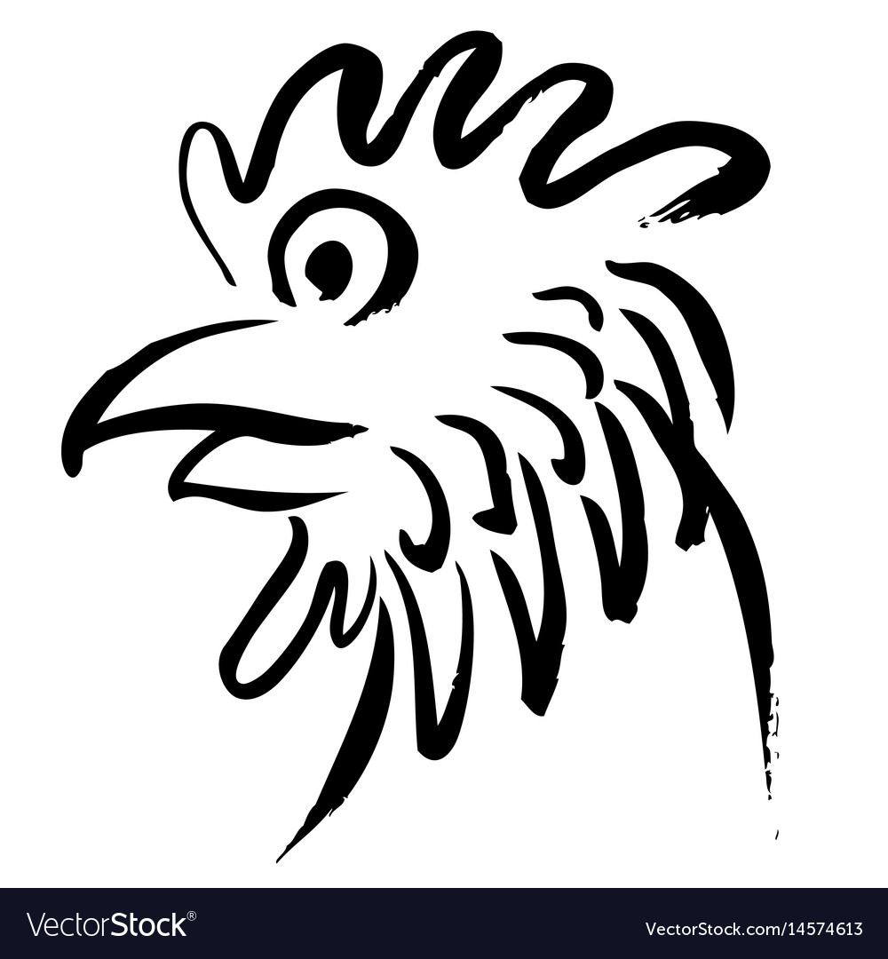 Head of chicken hand drawn