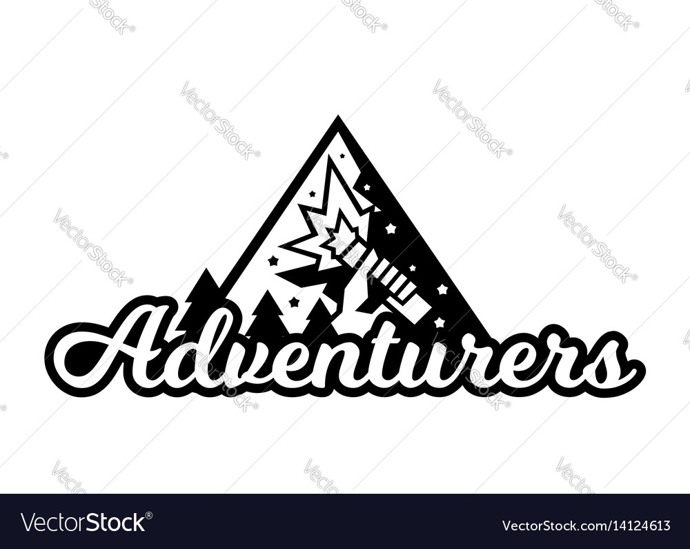 Monochrome logo adventure in mountains the Vector Image