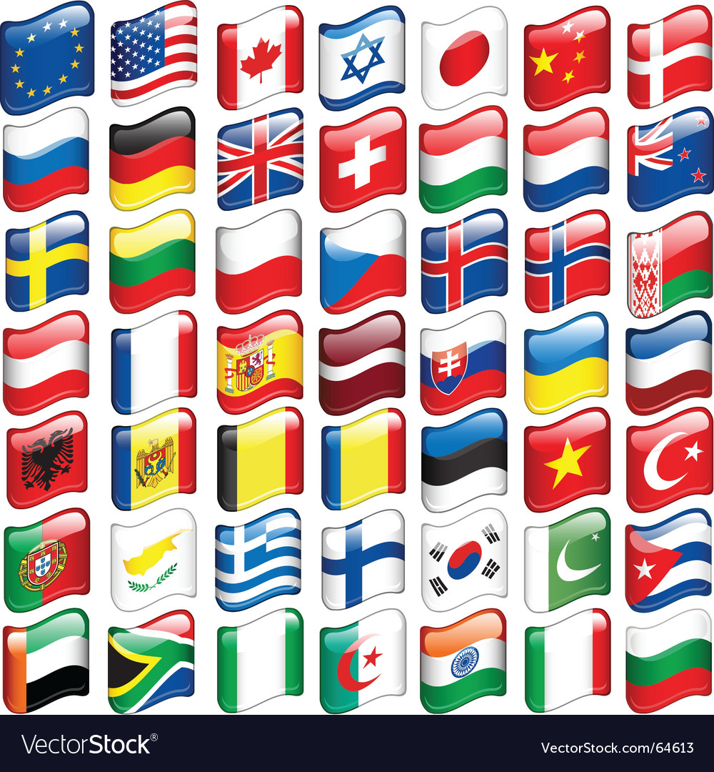 Download Set of world flags Royalty Free Vector Image - VectorStock