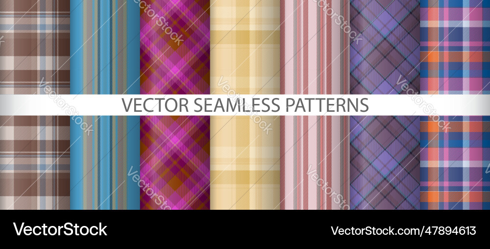 Set texture seamless pattern plaid check tartan Vector Image