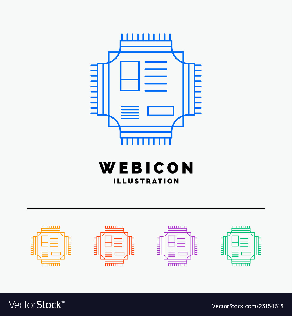 Chip cpu microchip processor technology 5 color vector image Chip cpu microchip processor technology 5 color