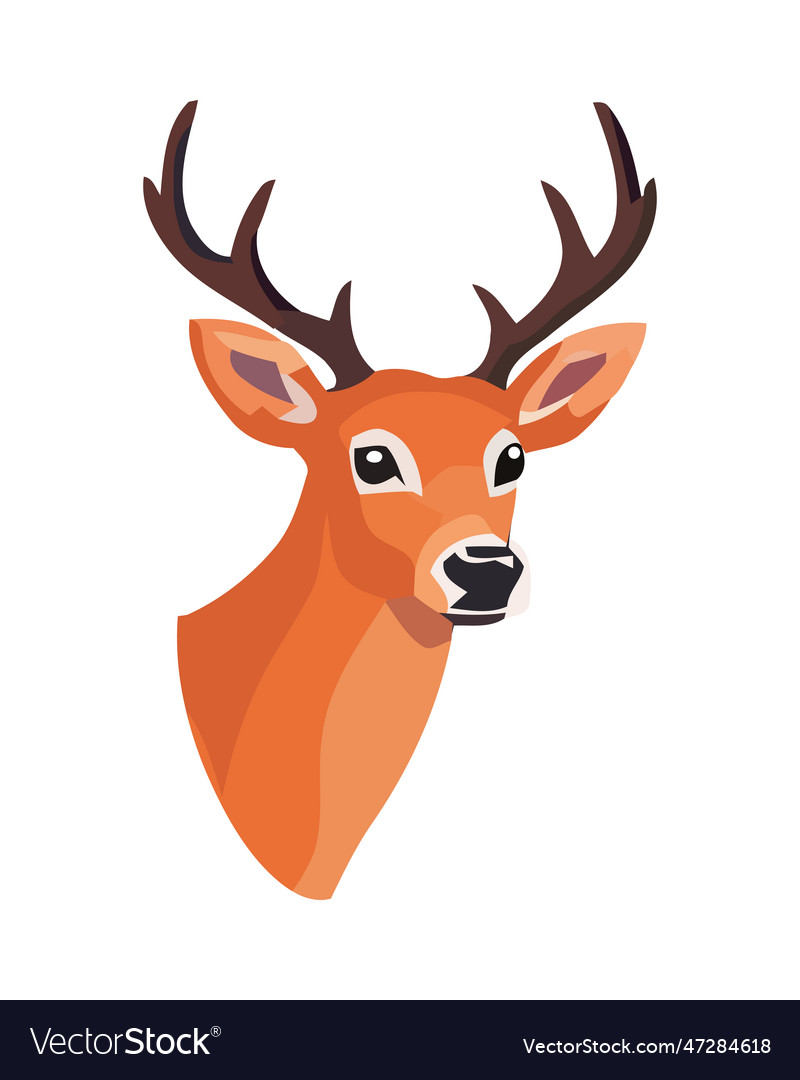 Cute and horned deer head Royalty Free Vector Image