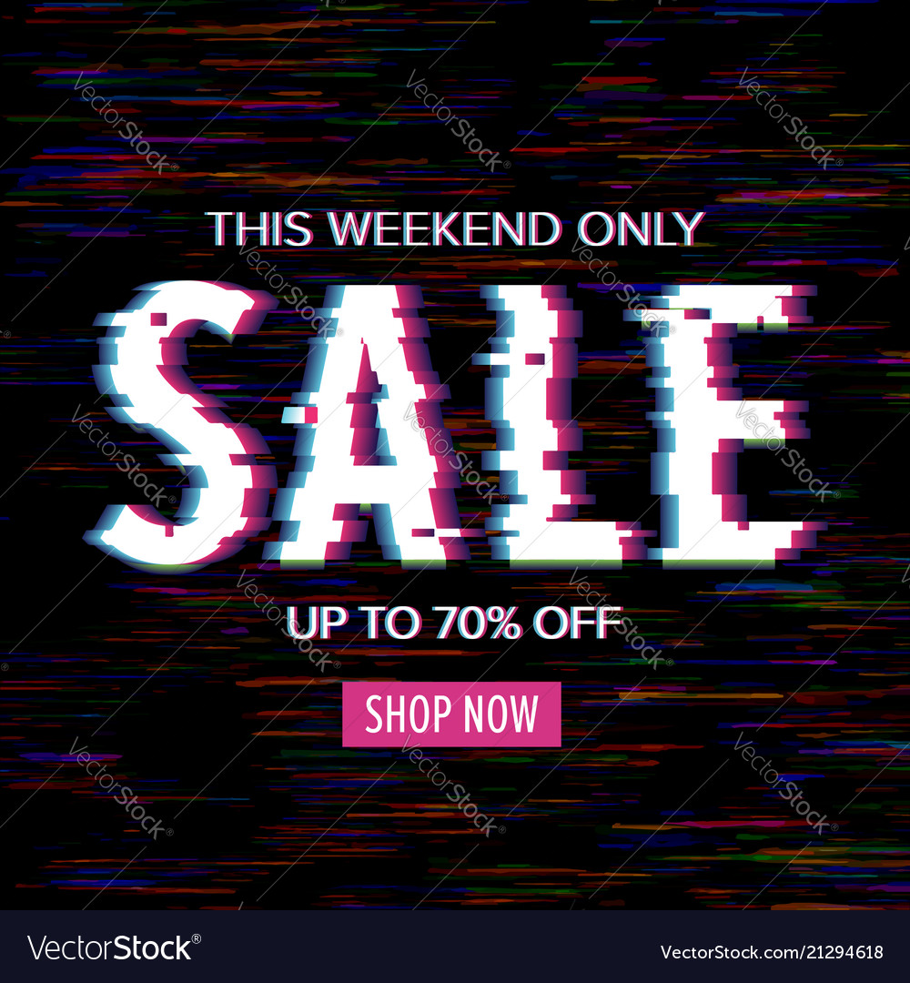 Cyber monday sale poster with glitch style