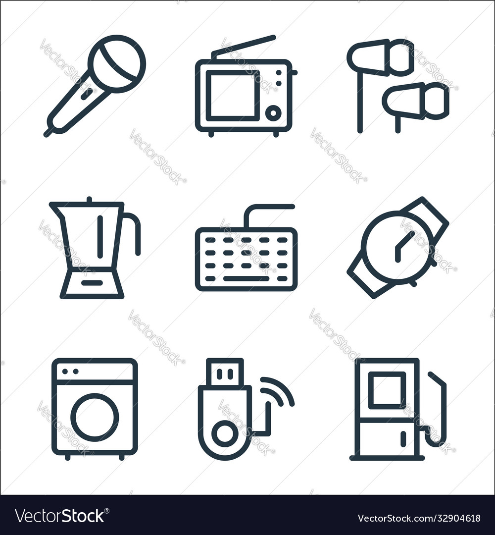 Electronics line icons linear set quality