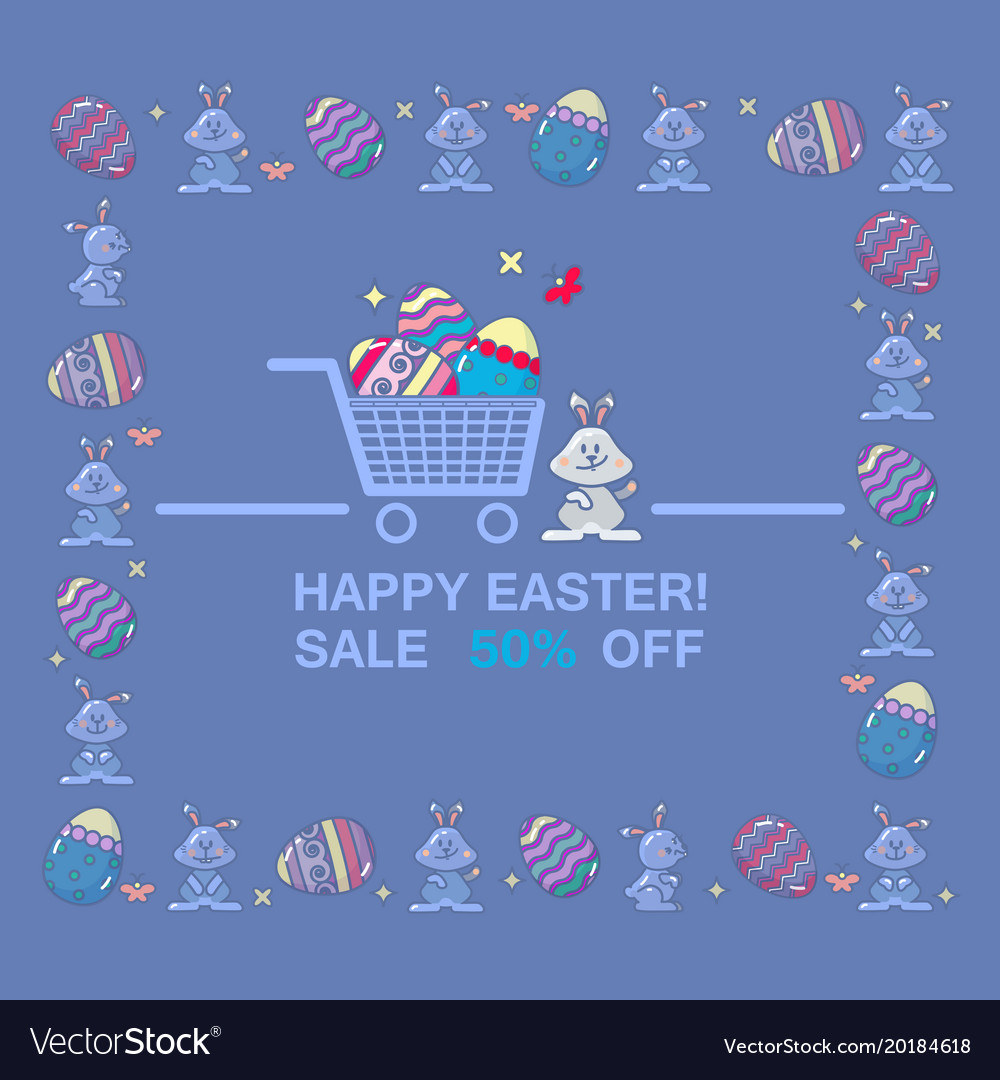 Happy easter sale banner spring holiday offer