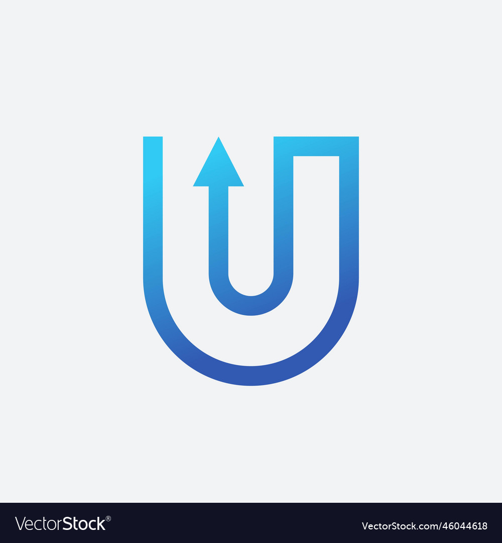 Letter u logo with arrow concept