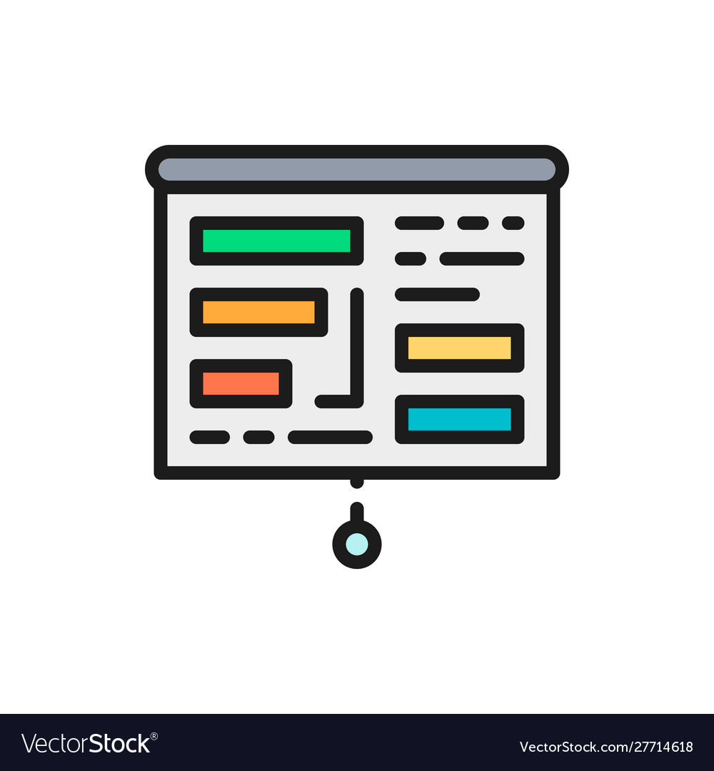 Projector screen with presentation tables charts Vector Image