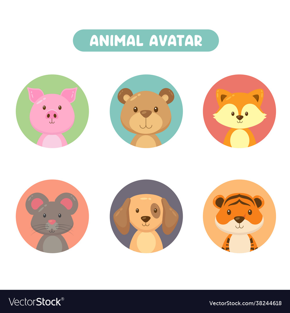 Set 6 animal avatar Royalty Free Vector Image VectorStock