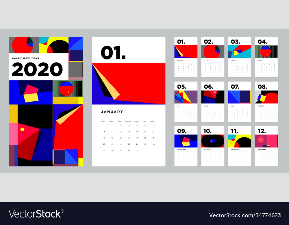 2020 new year calendar design template