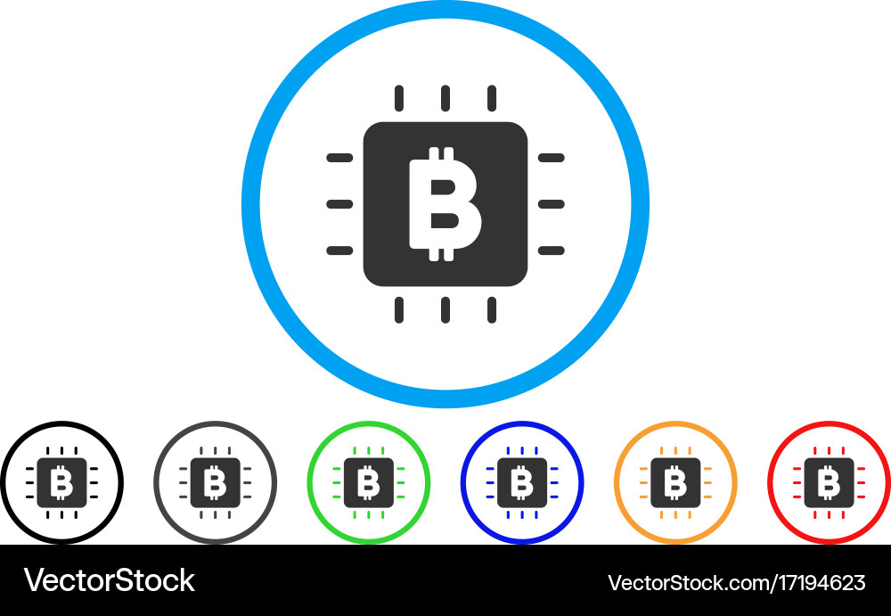 Bitcoin chip rounded icon Royalty Free Vector Image